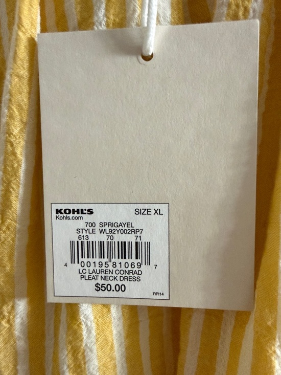 LC Lauren Conrad Yellow Striped Cotton Midi Dress - Picture 2 of 3